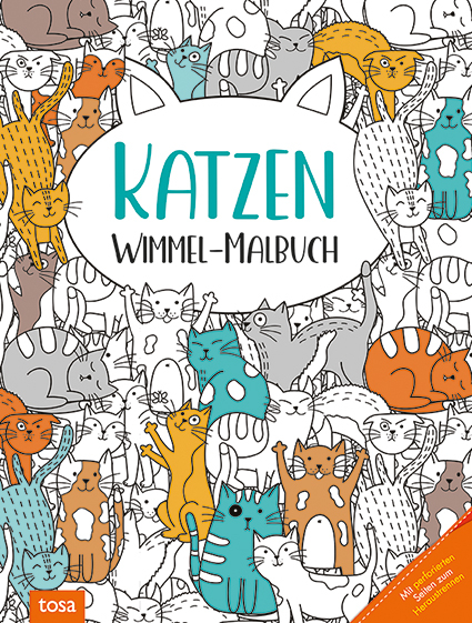Katzen – Wimmel-Malbuch
