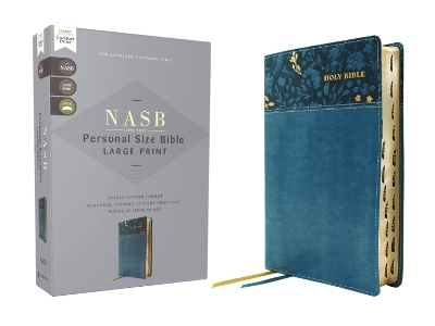 NASB, Personal Size Bible, Large Print, Leathersoft, Teal, Red Letter, 1995 Text, Thumb Indexed, Comfort Print -  Zondervan