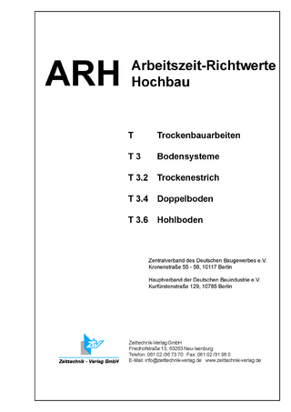 Arbeitszeit-Richtwerte Tabelle Trockenbau