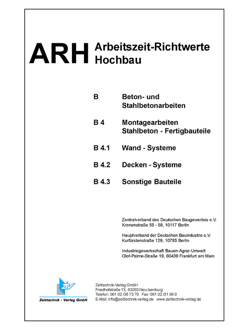 Arbeitszeit-Richtwerte Hochbau - 