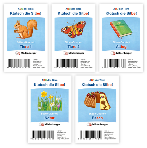 ABC der Tiere 1 Neubearbeitung &ndash; Klatsch die Silbe! Kartenspiel-5er-Set