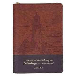 Journal Classic Zip Two-Tone Brown I Will Carry You Isa. 46:4