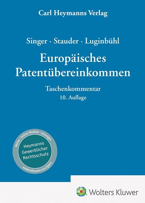 Europ&auml;isches Patent&uuml;bereinkommen (EP&Uuml;) &ndash; Kommentar - 