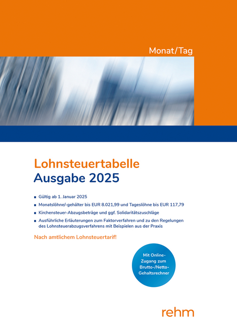 Lohnsteuertabelle Monat/Tag 2025