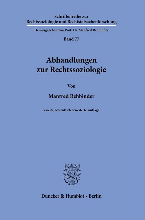 Abhandlungen zur Rechtssoziologie - Manfred Rehbinder