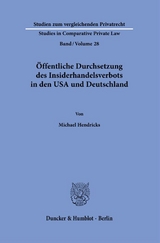 &Ouml;ffentliche Durchsetzung des Insiderhandelsverbots in den USA und Deutschland - Michael Hendricks