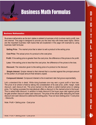 Business Math Formulas