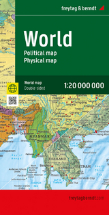 World map, political - physical, english, 1:20.000.000, folded, freytag & berndt