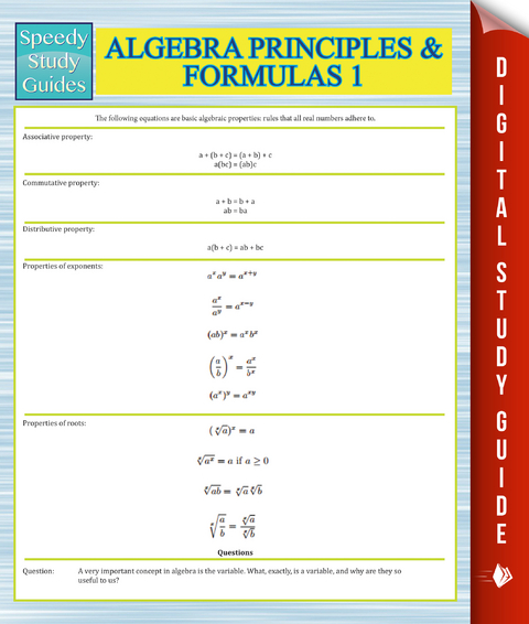 Algebra Principles And Formulas 1 (Speedy Study Guides) - Speedy Publishing