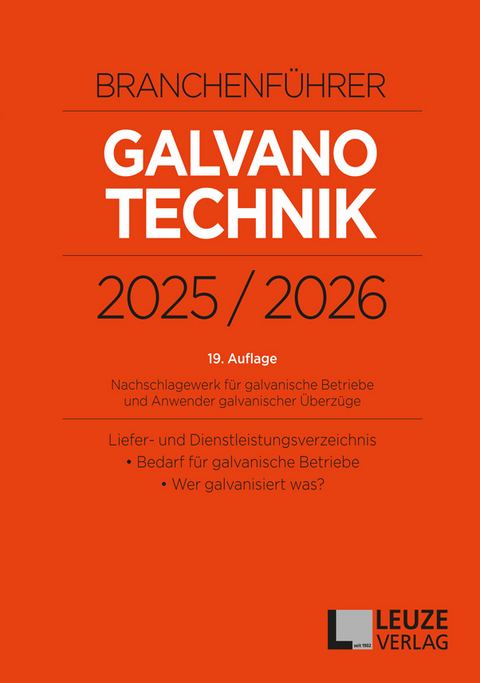 Branchenf&uuml;hrer Galvanotechnik 2025/2026