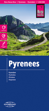 Pyrenäen : exakte Höhenlinien, Höhenschichten-Relief, GPS-tauglich, mit Gradnetz u. UTM-Gitter, klassifiziertes Straßennetz, ausführlicher Ortsindex = Pyrenees - 