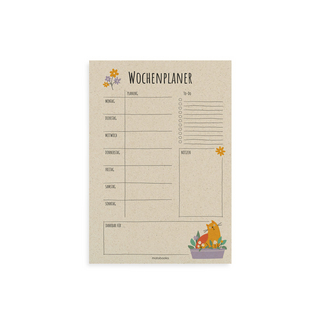 Nachhaltiger A4 Wochenplaner/Terminplaner/To-Do-Liste aus Graspapier (Amber Fur)