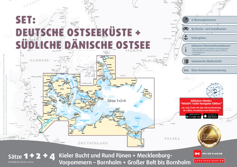 Sportbootkarten Satz 1, 2 und 4 Set: Deutsche Ostseek&uuml;ste und S&uuml;dliche D&auml;nische Ostsee (Ausgabe 2025)