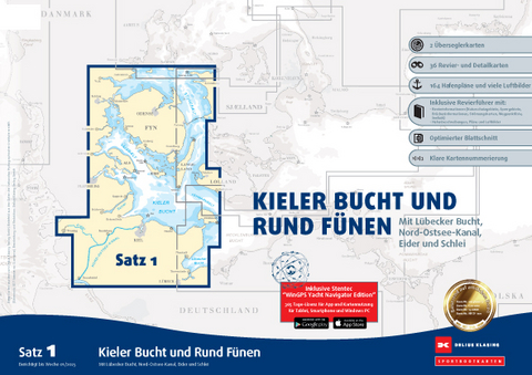 Sportbootkarten Satz 1: Kieler Bucht und Rund F&uuml;nen (Ausgabe 2025)