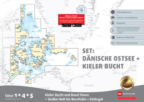 Sportbootkarten Satz 1, 4 und 5 Set: D&auml;nische Ostsee und Kieler Bucht (Ausgabe 2025)