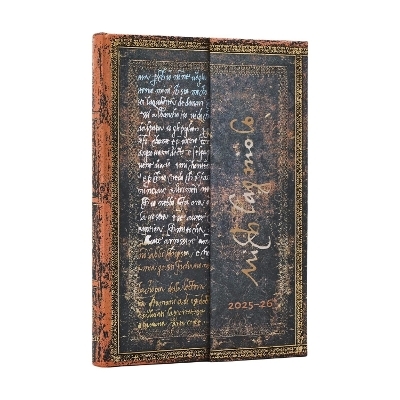 2026 Michelangelo Handwriting (Embellished Manuscripts Collection) Mini 18-month Horizontal Hardcover Flexi Dayplanner 2025-2026 (Wrap Closure) -  Paperblanks