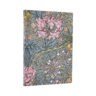 2026 Morris Pink Honeysuckle (William Morris) Midi 18-month Horizontal Softcover Flexi Dayplanner 2025-2026 (Elastic Band Closure)