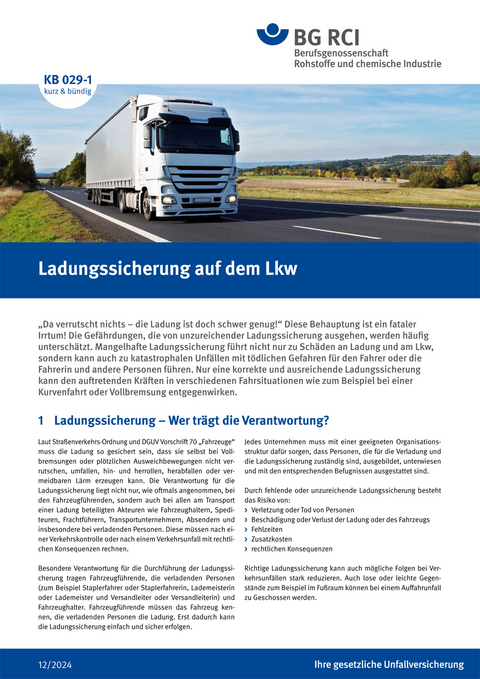 KB 029-1 Ladungssicherung auf dem LKW