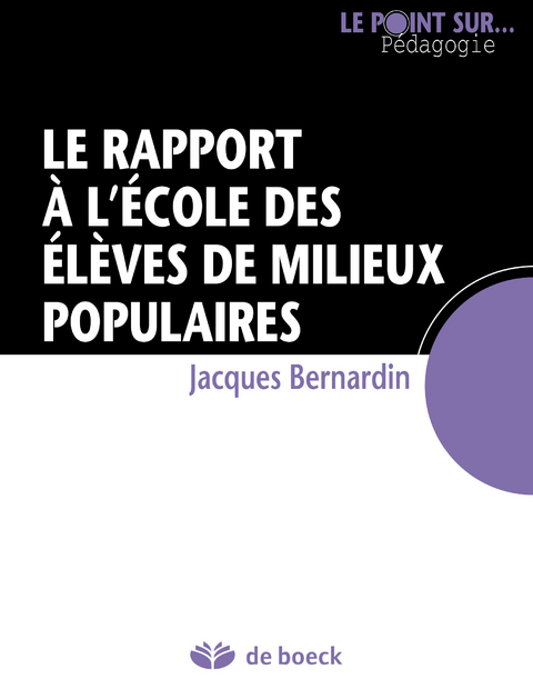 Le rapport &agrave; l''&eacute;cole des &eacute;l&egrave;ves de milieux populaires -  Jacques Bernardin