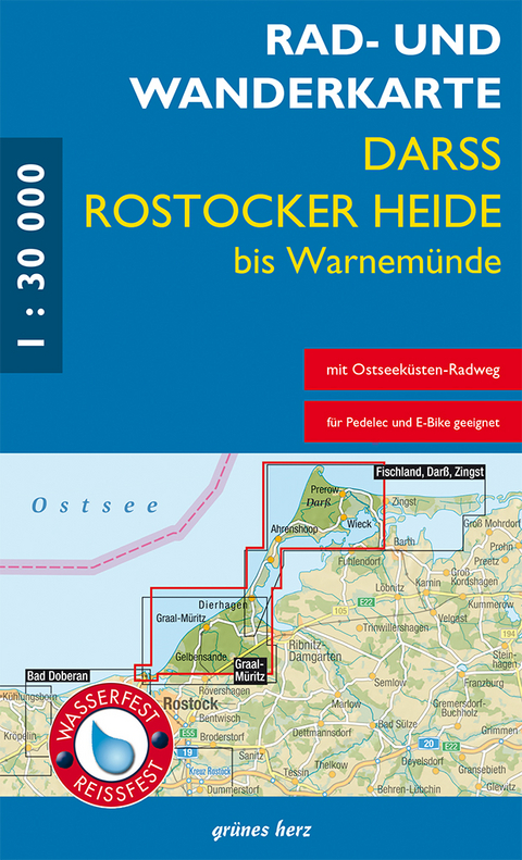 Rad- und Wanderkarte Darß, Rostocker Heide bis Warnemünde