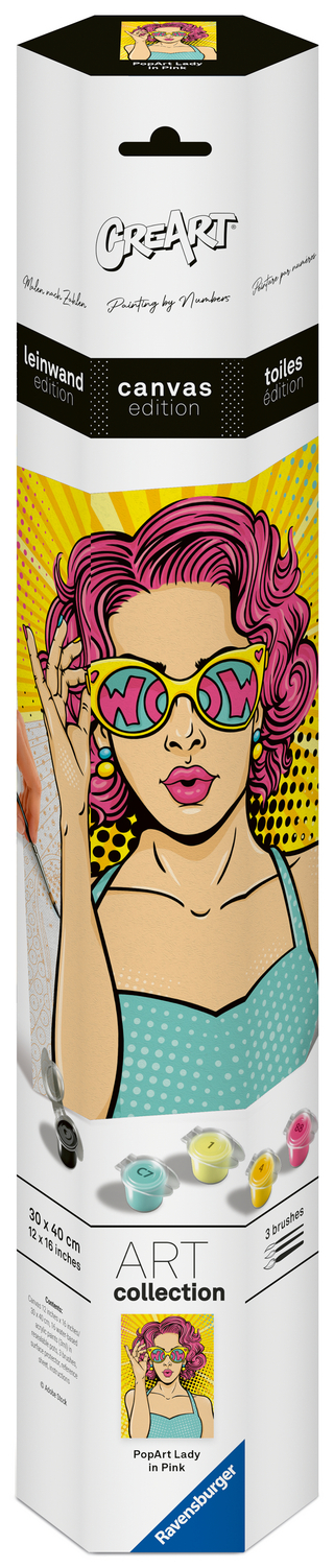 CreArt, Malen nach Zahlen Canvas Leinwand - PopArt Lady in Pink
