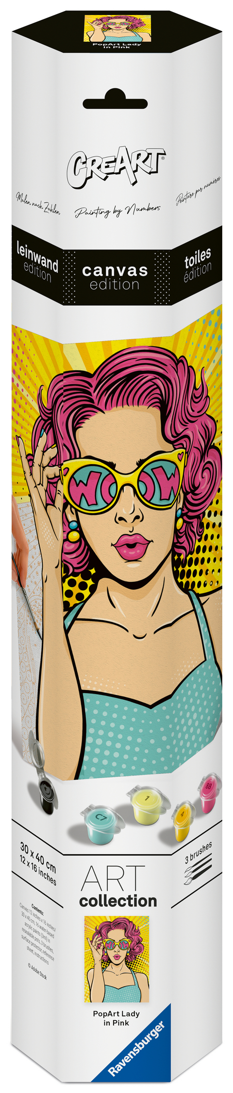CreArt, Malen nach Zahlen Canvas Leinwand - PopArt Lady in Pink