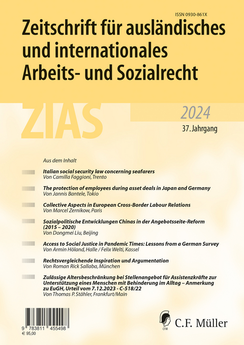 Zeitschrift f&uuml;r ausl&auml;ndisches und internationales Arbeits- und Sozialrecht - 