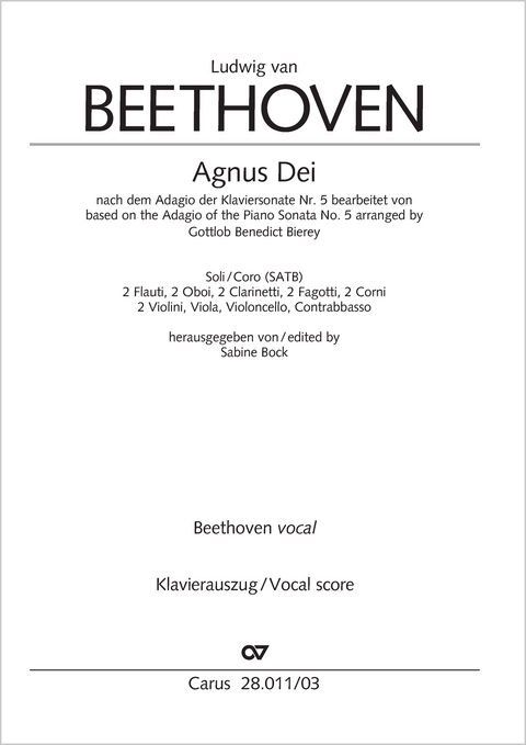 Agnus Dei (Klavierauszug) - Ludwig van Beethoven
