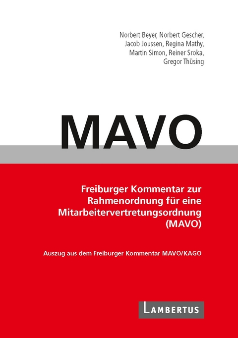 Handbuch MAVO-Kommentar - Norbert Beyer, Norbert Gescher, Jacob Joussen, Regina Mathy, Martin Simon, Reiner Sroka, Gregor Th&uuml;sing