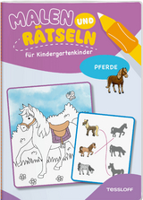 Malen und R&auml;tseln f&uuml;r Kindergartenkinder. Pferde