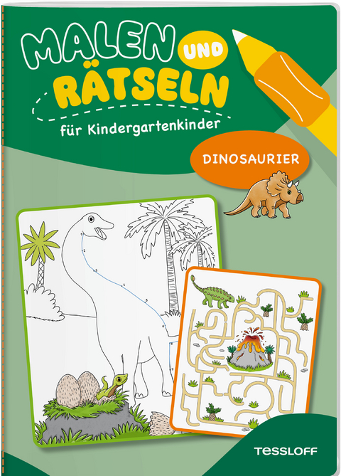 Malen und R&auml;tseln f&uuml;r Kindergartenkinder. Dinosaurier