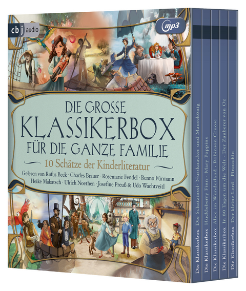 Die gro&szlig;e Klassikerbox f&uuml;r die ganze Familie - Lyman Frank Baum, Frances Hodgson Burnett, Lewis Carroll, Carlo Collodi, Daniel Defoe, E.T.A. Hoffmann, Robert Louis Stevenson, Pamela L. Travers, Mark Twain, Jules Verne