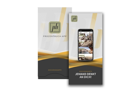 Geschenkkarte f&uuml;r 6 Monate digitales prozentbuch-Abo (gelb)