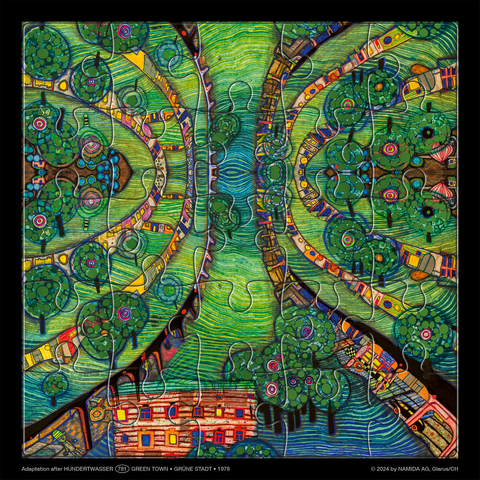 Hundertwasser Puzzle mit Grußkarte - 