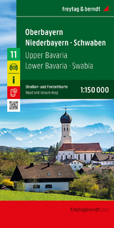 Oberbayern - Niederbayern - Schwaben, Straßen- und Freizeitkarte 1:150.000, freytag & berndt - 