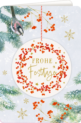 Weihnachtskarte mit Anhänger – Frohe Festtage
