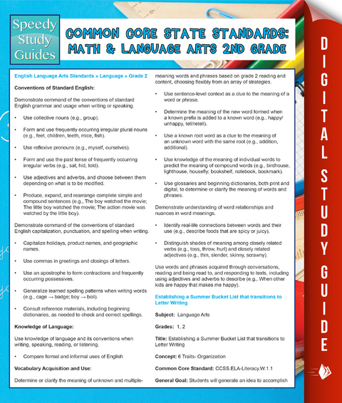 Common Core State Standards: Math And Language Arts 2nd Grade - Speedy Publishing