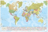 MARCO POLO Weltkarte - Staaten der Erde mit Flaggen, plano in H&uuml;lse
