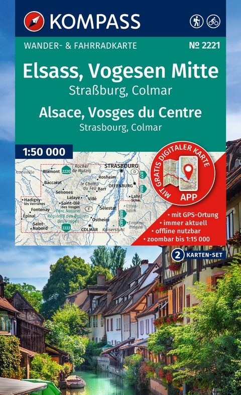 KOMPASS Wanderkarten-Set 2221 Elsass, Vogesen Mitte, Alsace, Vosges du Centre (2 Karten) 1:50.000