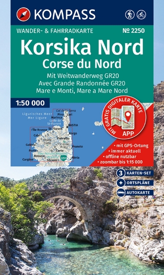 KOMPASS Wanderkarten-Set 2250 Korsika Nord, Corse du Nord, Weitwanderweg GR20 (3 Karten) 1:50.000