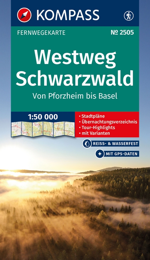 KOMPASS Wander-Tourenkarte Westweg Schwarzwald 1:50.000