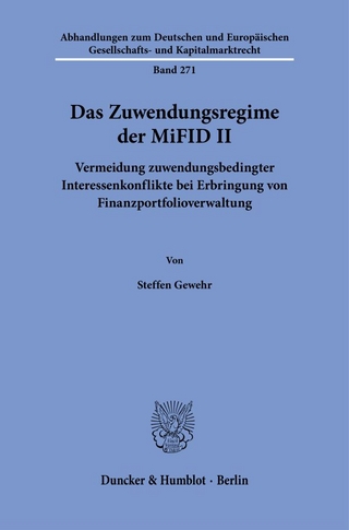 Das Zuwendungsregime der MiFID II
