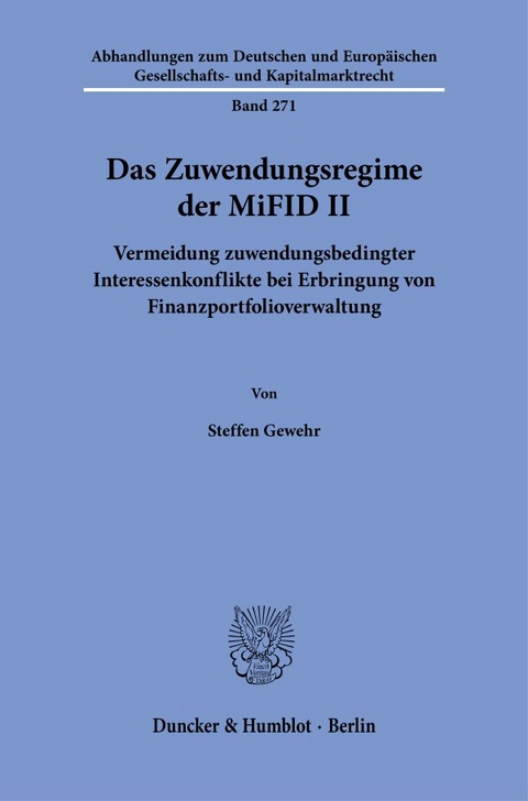 Das Zuwendungsregime der MiFID II - Steffen Gewehr