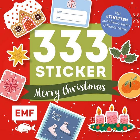 333 Sticker – Merry Christmas: Geschenk-Etiketten und Aufkleber mit beschreibbarer Oberfläche