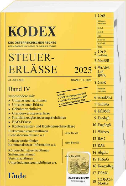 KODEX Steuer-Erl&auml;sse 2025, Band IV - Michael Schilcher