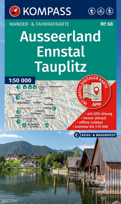 KOMPASS Wanderkarte 68 Ausseerland, Ennstal, Tauplitz 1:50.000