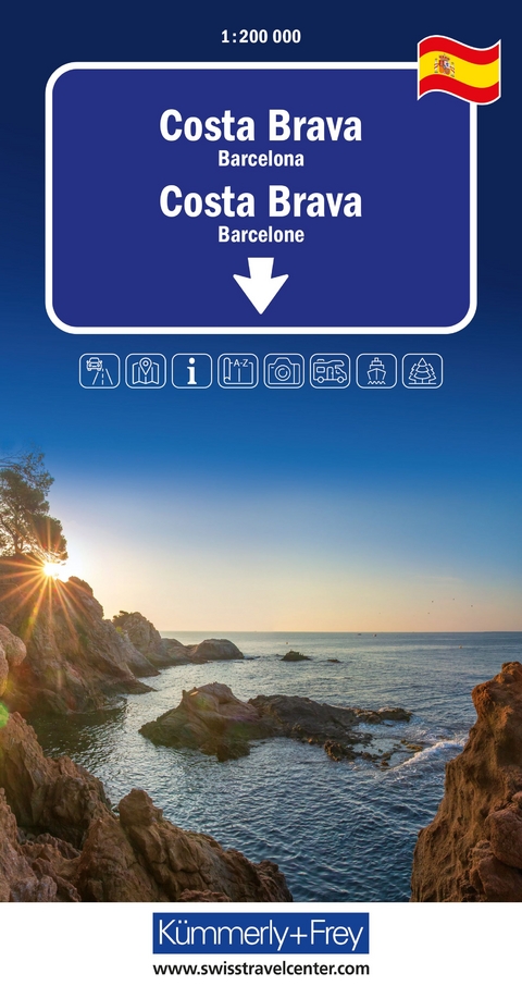K&uuml;mmerly+Frey Regional-Strassenkarte Costa Brava 1:200.000