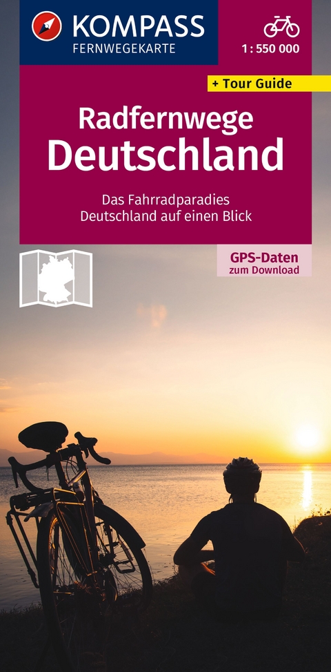KOMPASS Radfernwegekarte Radfernwege Deutschland 1:550.000
