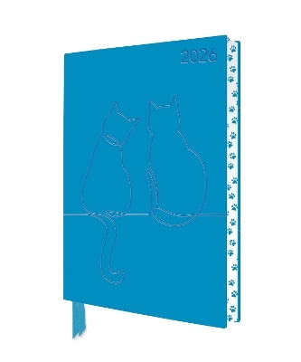 Two Happy Cats 2026 Artisan Art Vegan Leather Diary Planner - Page to View with Notes - 