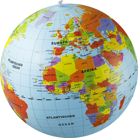 Politischer Globus, Wasserball, aufblasbar